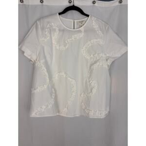 Kate Soade/Target white ribbon ruffle top romantic coastal cottagecore size XL